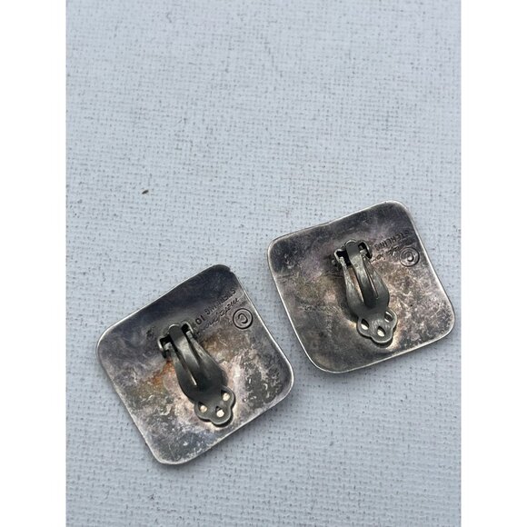 Vintage Metalphors Signed Modernist 10k Gold and Sterling Silver Earrings - Picture 4 of 5